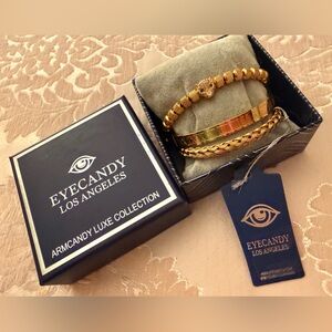 Eye Candy Gold and Green Bracelet Trio